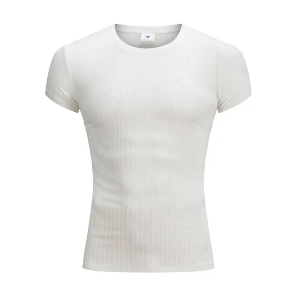 High Stretch Ice Silk Knit Stripe POLO Shirts Mens Slim Short-Sleeve Tops Tee Tshirt Lapel Neck Undershirt