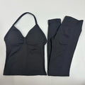 2 Pieces Set Yoga Leggings Set Women Backless Tank Tops High Waist Scrunch Gym Suit Fitness Clothes Outfit Yoga Set