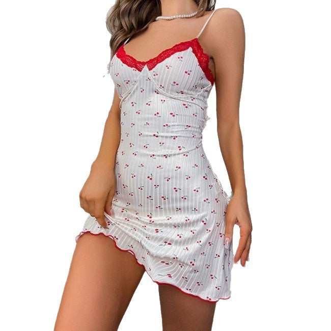 Womens Lace V-Neck Camisole Nightdress