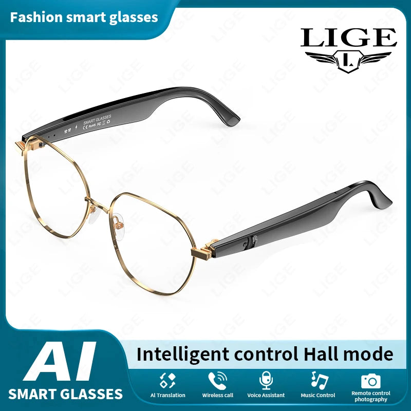 AI Smart Translate Sunglasses Bluetooth Call Noise Canceling Music Play BT Call Translate Smart Glasses for Studying Travaling