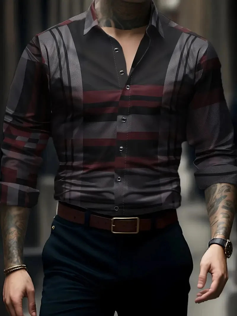 Check Print Long Sleeve Luxury Shirt