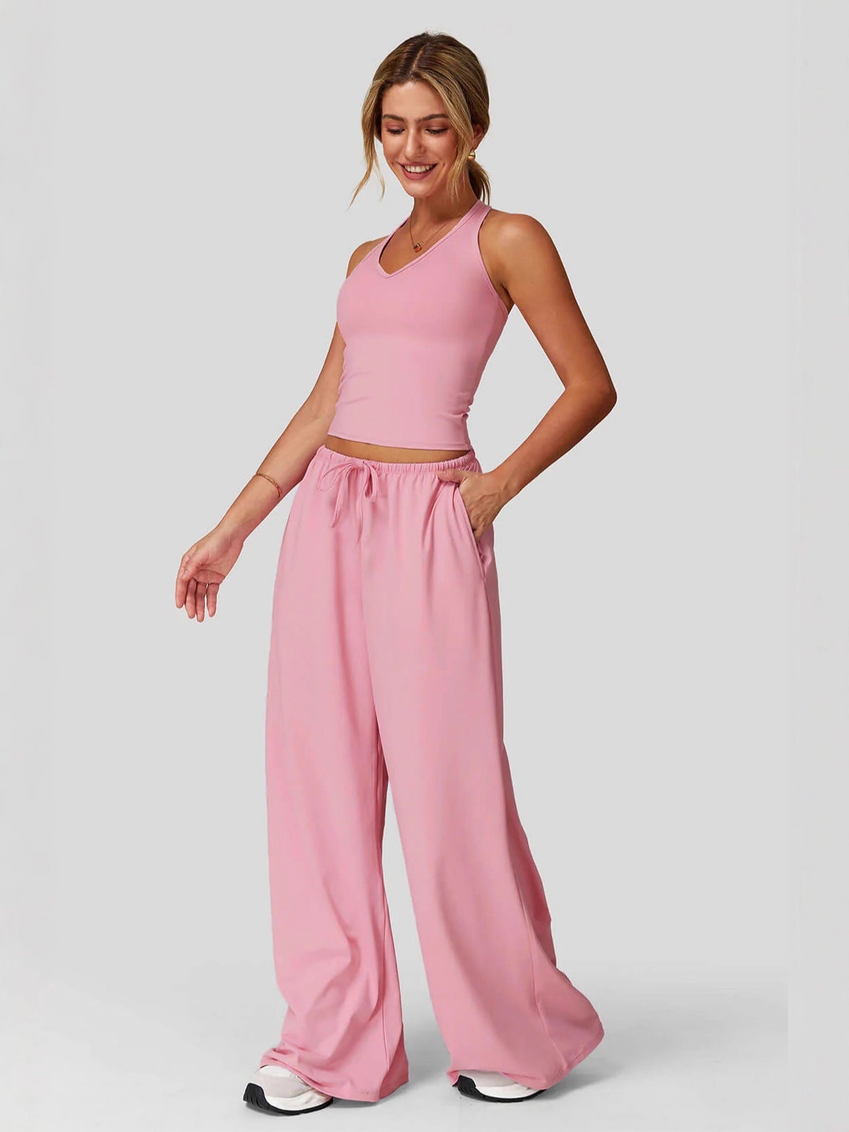 Sleeveless Vest and Wide-Leg Pants Set