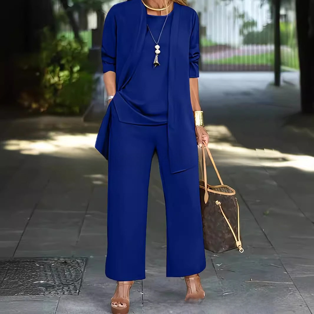 The Solid Color Split Womens Pants Suit