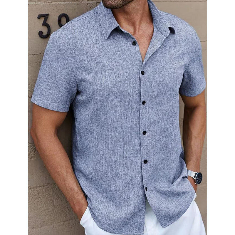 Mens Solid Color Short Sleeve Knitted Shirt