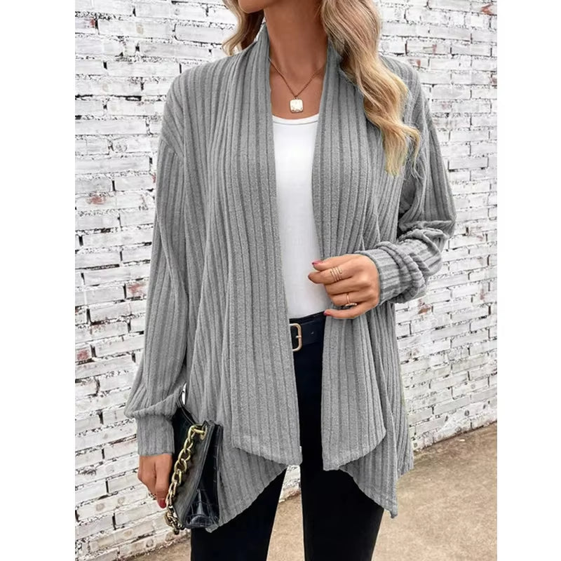 Women's   Elegant Ribbed Cardigan Jacket 