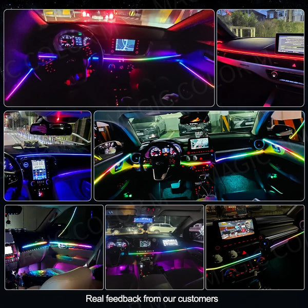 Vegetting 140cm Car Ambient Lights LED Interior RGB Symphony Atmosphere Lamp USB APP Control Remote for Tesla Model 3 Y S X