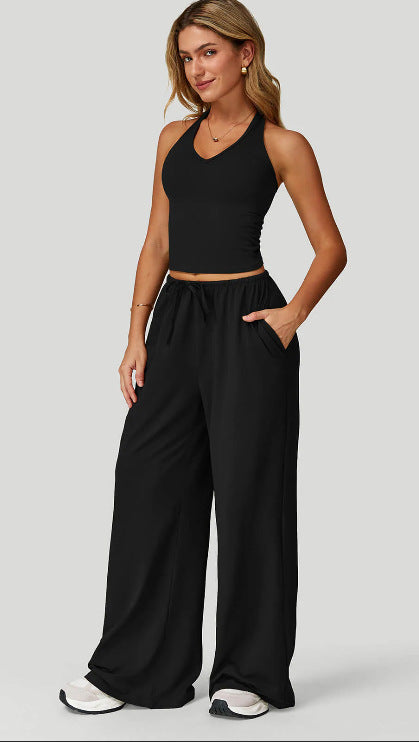 Sleeveless Vest and Wide-Leg Pants Set