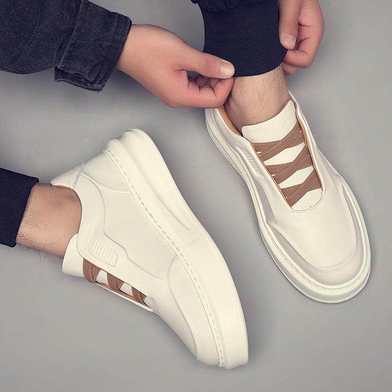 Men's Genuine Leather Low-Top Breathable Sneakers