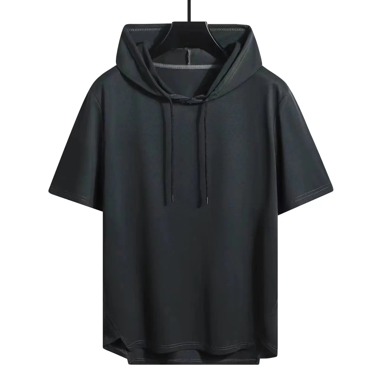 Solid Color Hooded Short Sleeve T-Shirt