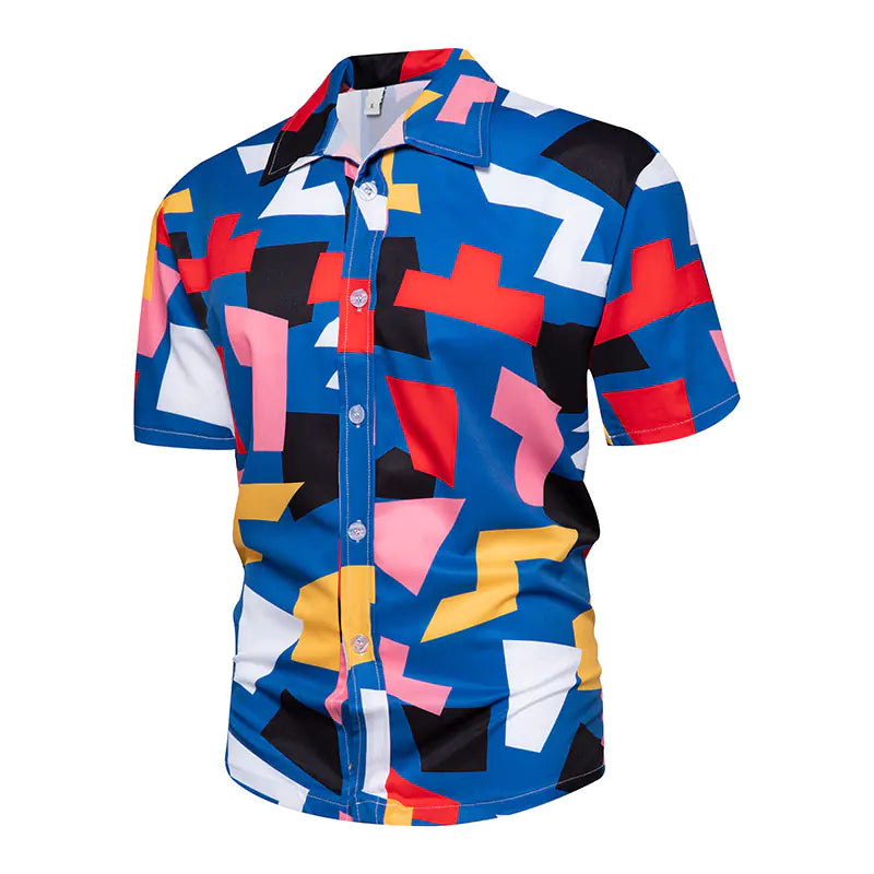 Men's Floral Short-Sleeved Hawaiian Retro Shirt