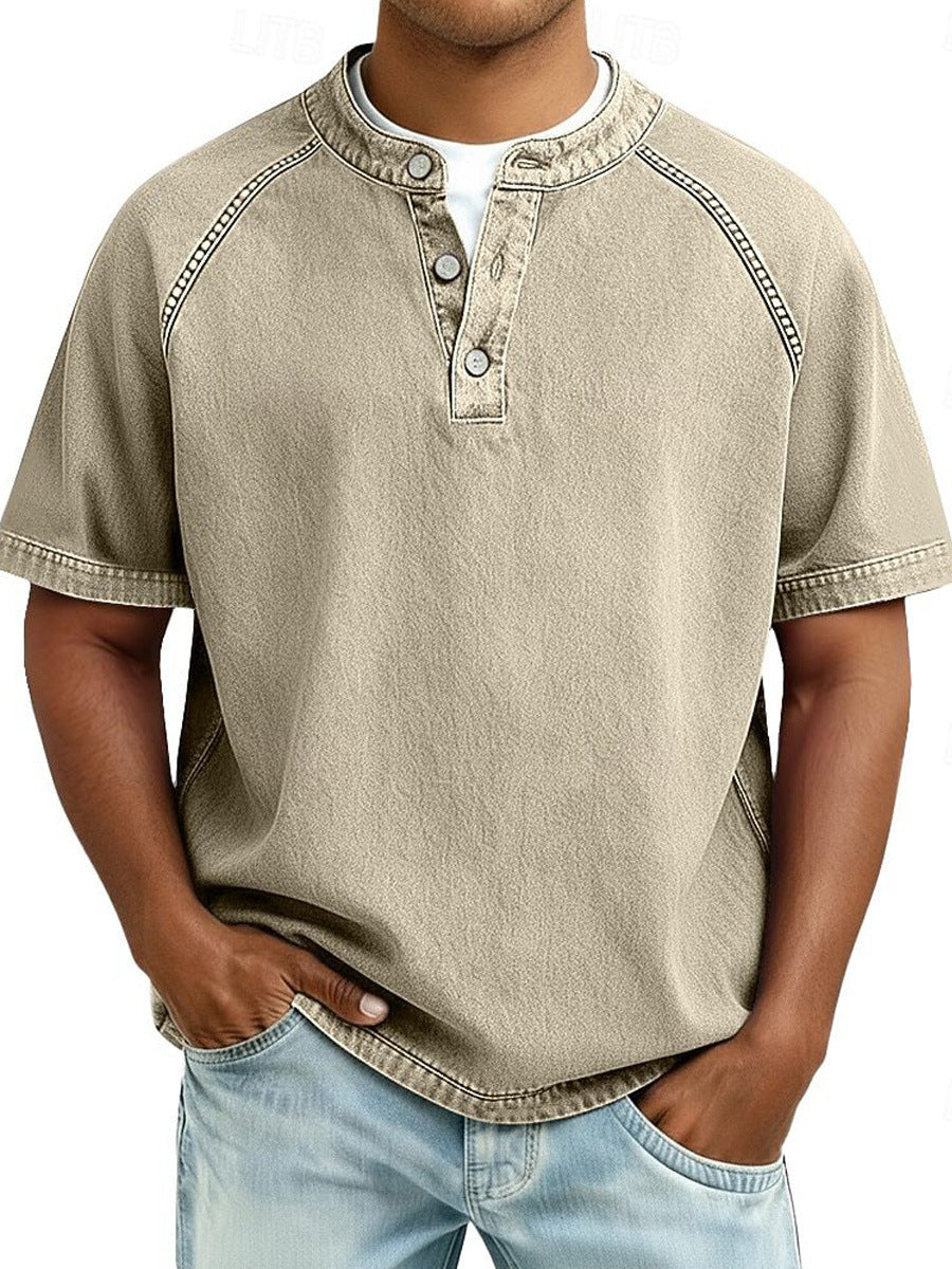 Mens Casual Button-Up Polo Shirt
