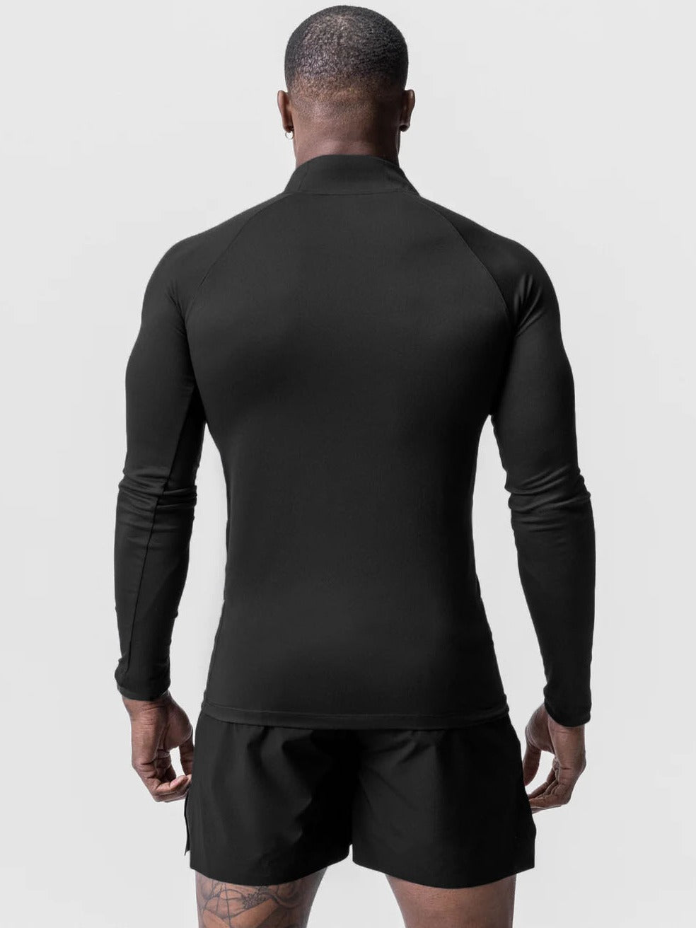 Mens Solid Color Half Zip Turtleneck Sport Shirt