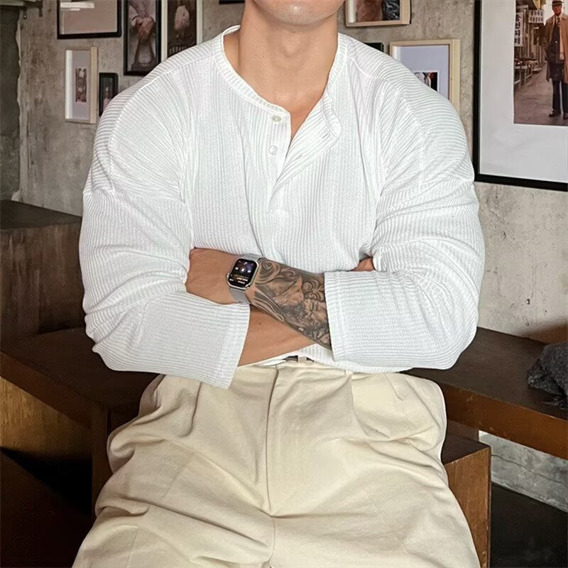 Henley Shirt Long Sleeve T-Shirt