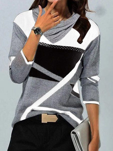Womens V-Neck Printed Long Sleeve T-Shirt