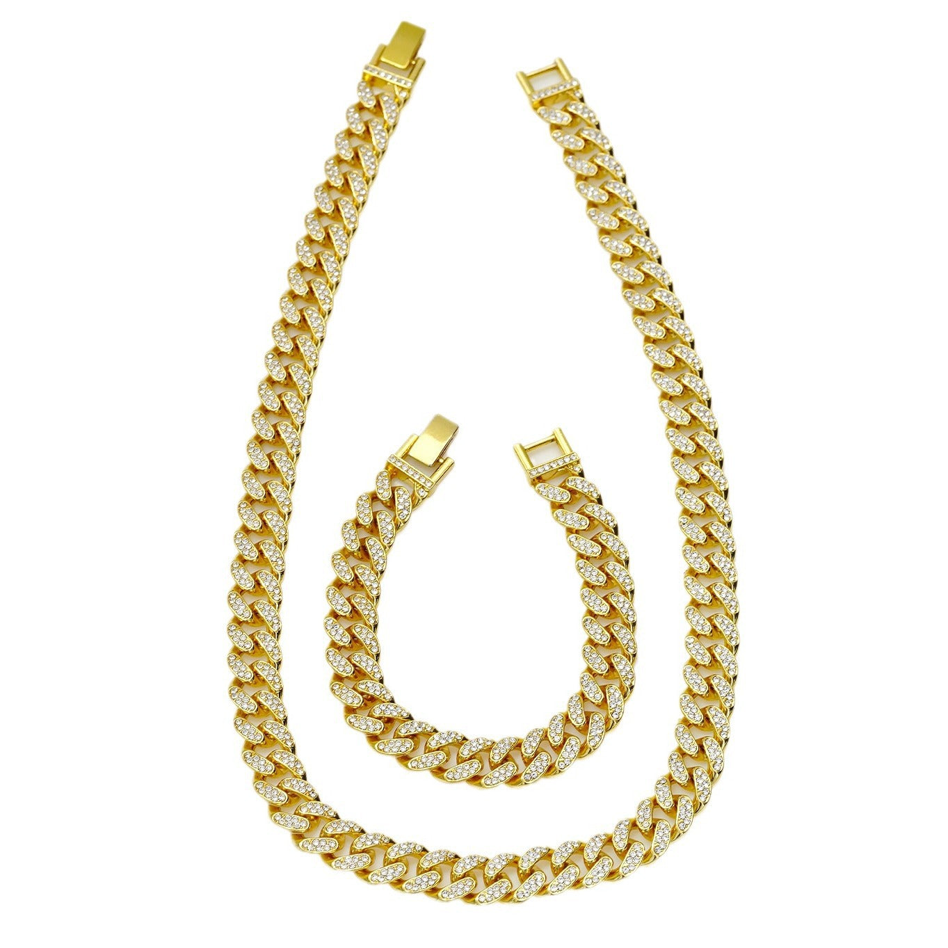 Men's Geometric Cuban Chain Necklace Bracelet Set