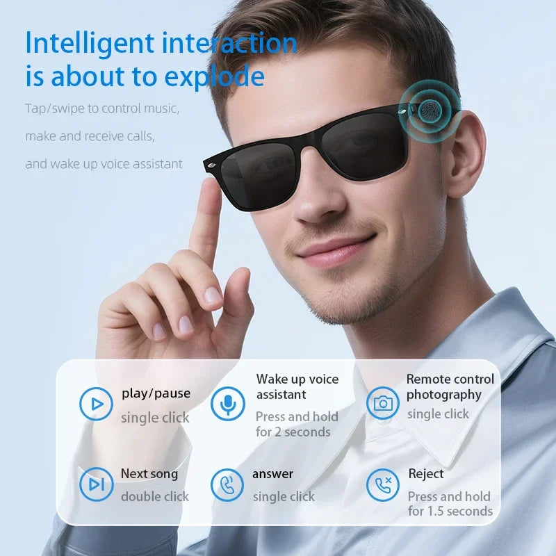 Smart Glasses AI Intelligent Real-time Translation Bluetooth 6.0 Sunglasses Outdoor Sport Earphone Calling Music Eyeglasses
