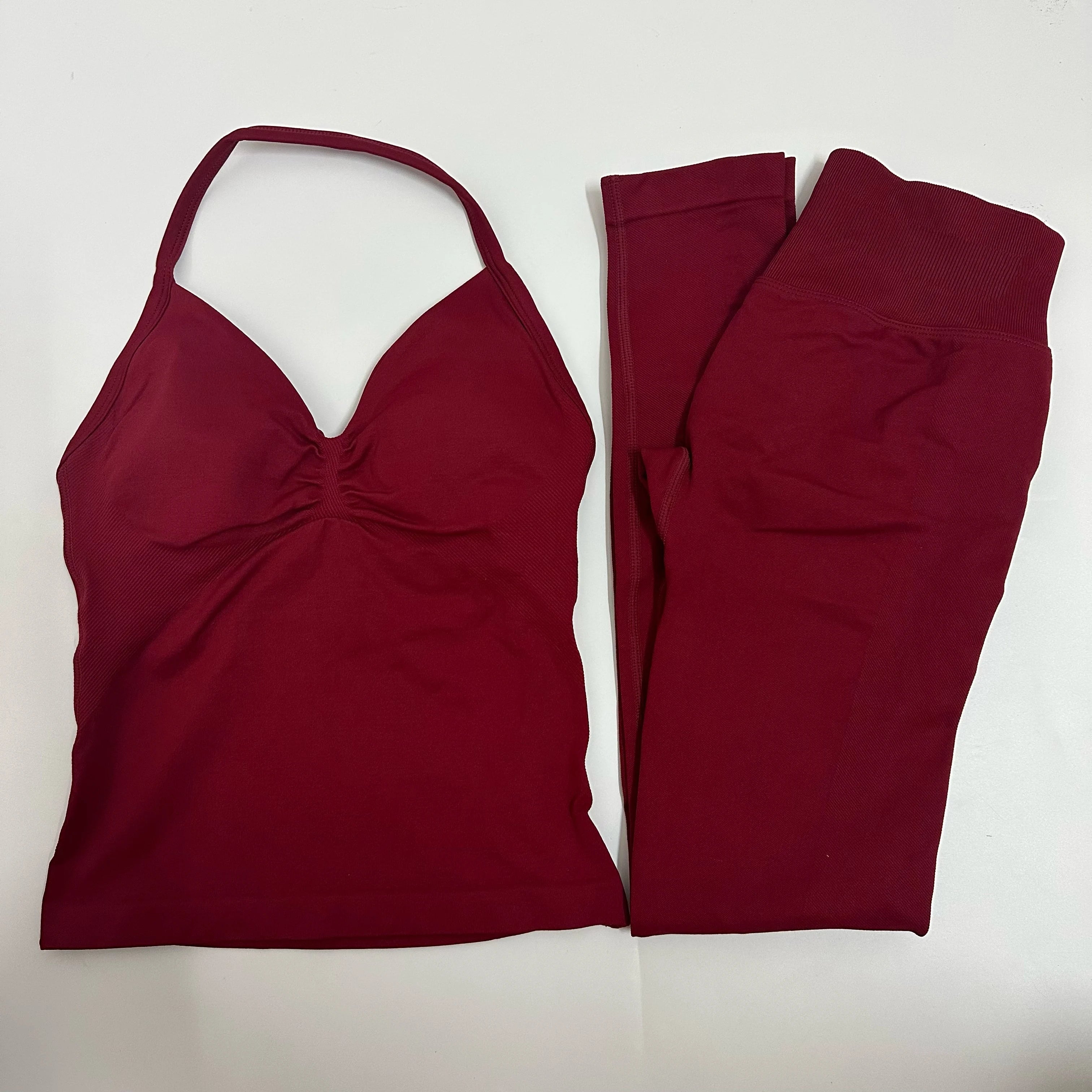 2 Pieces Set Yoga Leggings Set Women Backless Tank Tops High Waist Scrunch Gym Suit Fitness Clothes Outfit Yoga Set