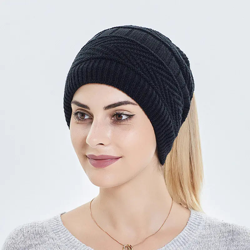 Windproof Knitted Wool Cap with Earmuffs and Scarf