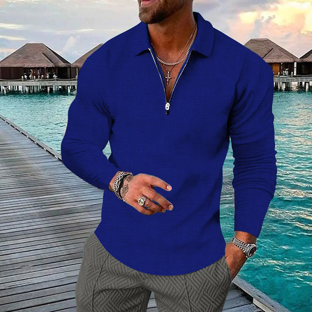 Men's Plus Size S-5XL British Style Long Sleeve Polo