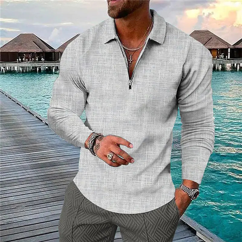 Men's Plus Size S-5XL British Style Long Sleeve Polo
