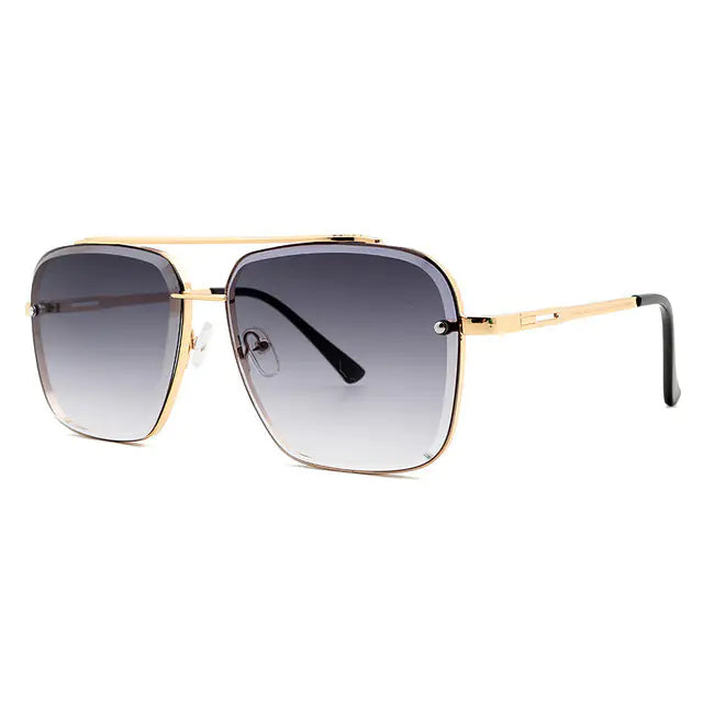 Metal Cut Edge Double Beam Sunglasses for Men