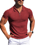 Gnvviwl Zipper Muscle Polo Shirts