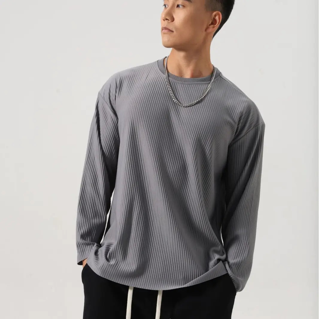 Striped Long Sleeve Fitness Shirt