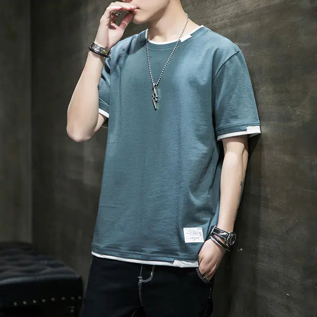 Two-Piece Spliced Pullover T-shirts