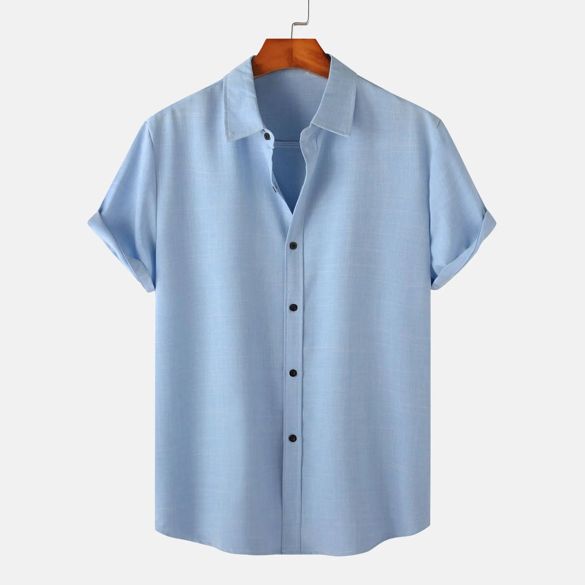 Men's Casual Slim Fit Solid Color Short Sleeve Shirt