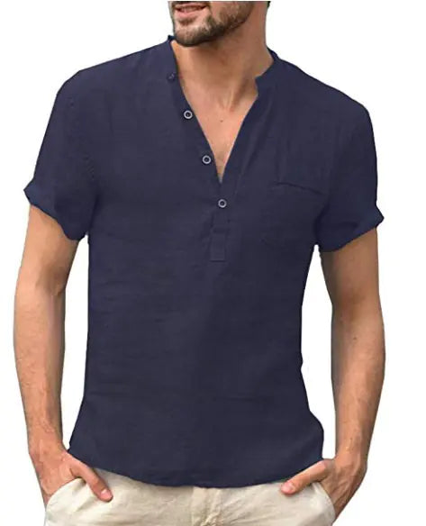 Casual Linen Half-Sleeve Shirt for Men