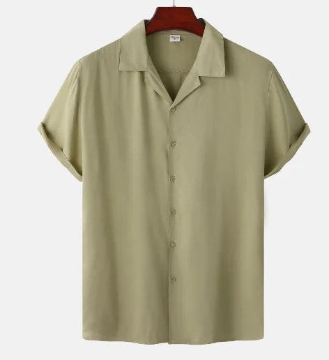 Men's Casual Cotton Blend Plain Shirt (One Piece)