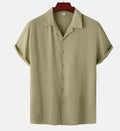 Men's Casual Cotton Blend Plain Shirt (One Piece)