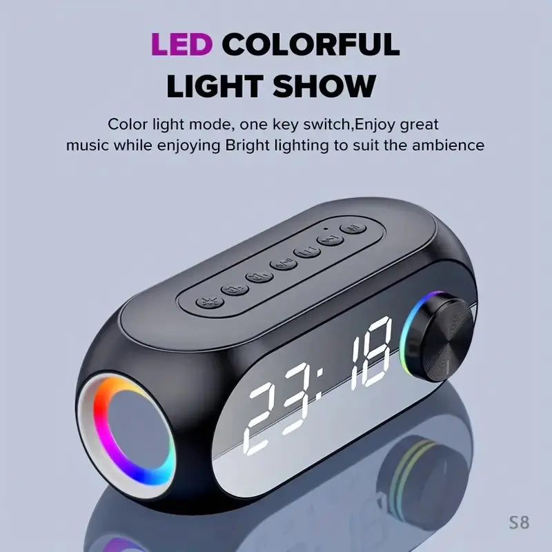 Wireless Mirror Clock Bluetooth Speaker - Portable Subwoofer