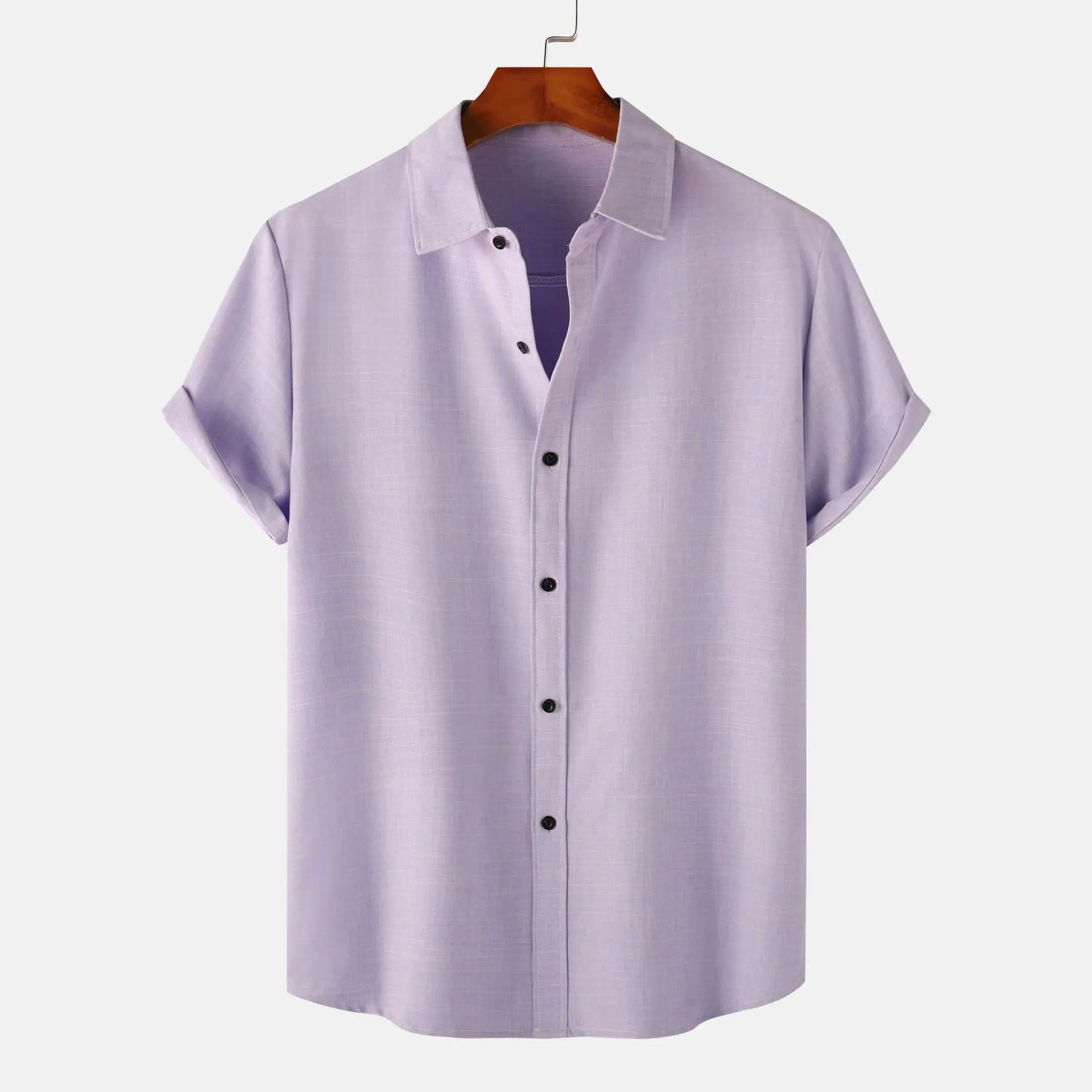 Men's Casual Slim Fit Solid Color Short Sleeve Shirt