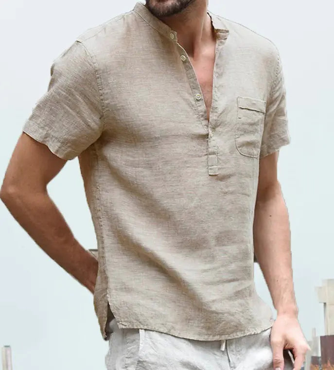 Casual Linen Half-Sleeve Shirt for Men