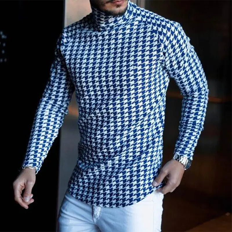 Long Sleeve High Neck Striped T-Shirt
