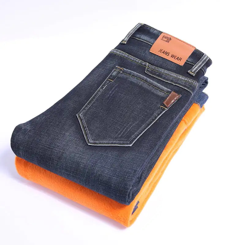 Men's Slim Fleece Stretch Straight Jeans