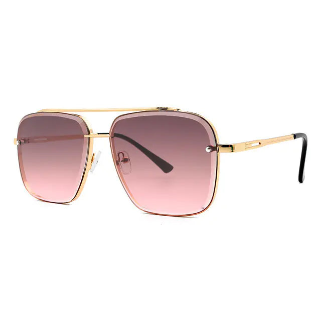 Metal Cut Edge Double Beam Sunglasses for Men