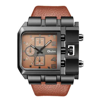 Oulm Big Dial Quartz Men's Square Leisure Watch