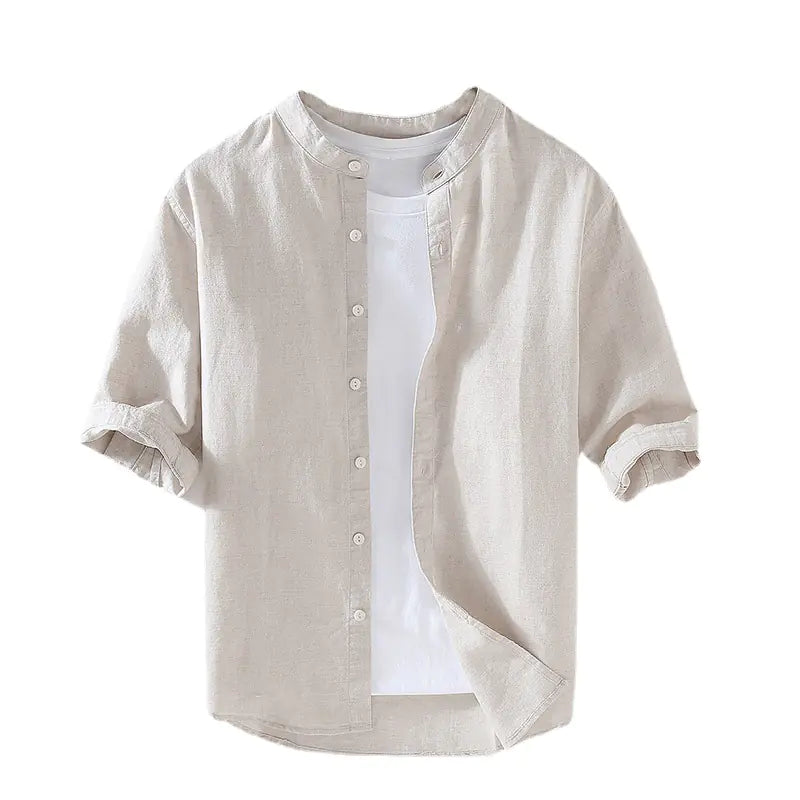 Men's Loose Linen Short Sleeve Shirt - Summer Style