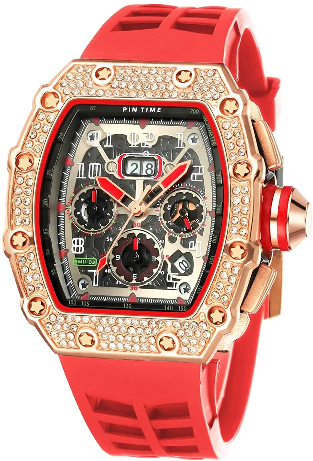 Gosasa Mens Unique Punk Bling Iced Out Dress Watches