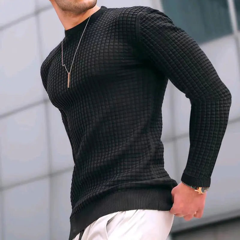 Loose Knitted Long-sleeved Cotton Crew-neck Pullover