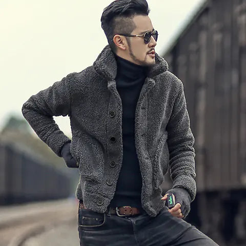 Plush Stand Collar Jacket and Coat