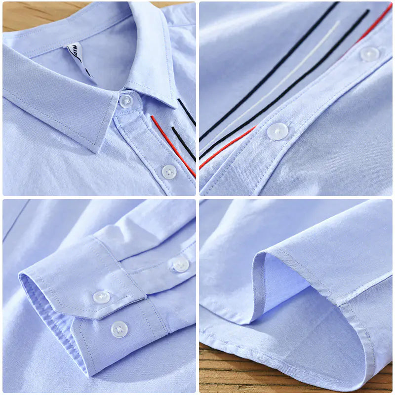 M8805 Autumn Korean Casual Long Sleeve Cotton Shirt