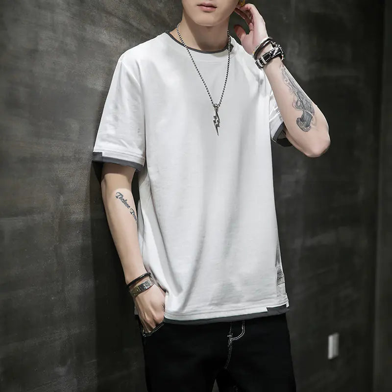 Two-Piece Spliced Pullover T-shirts