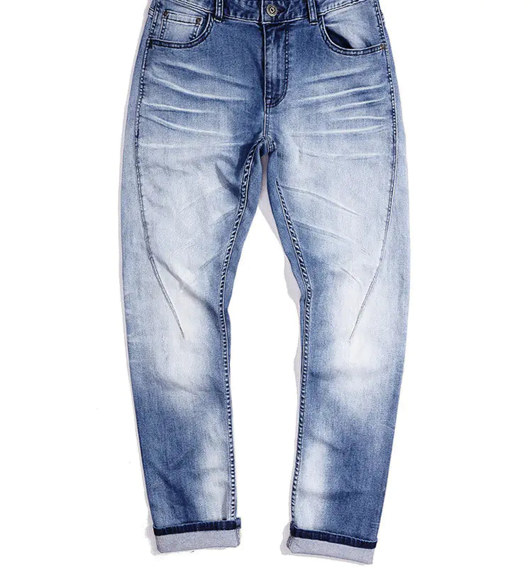 Men's Slim Fit Light Blue Straight Leg Jeans