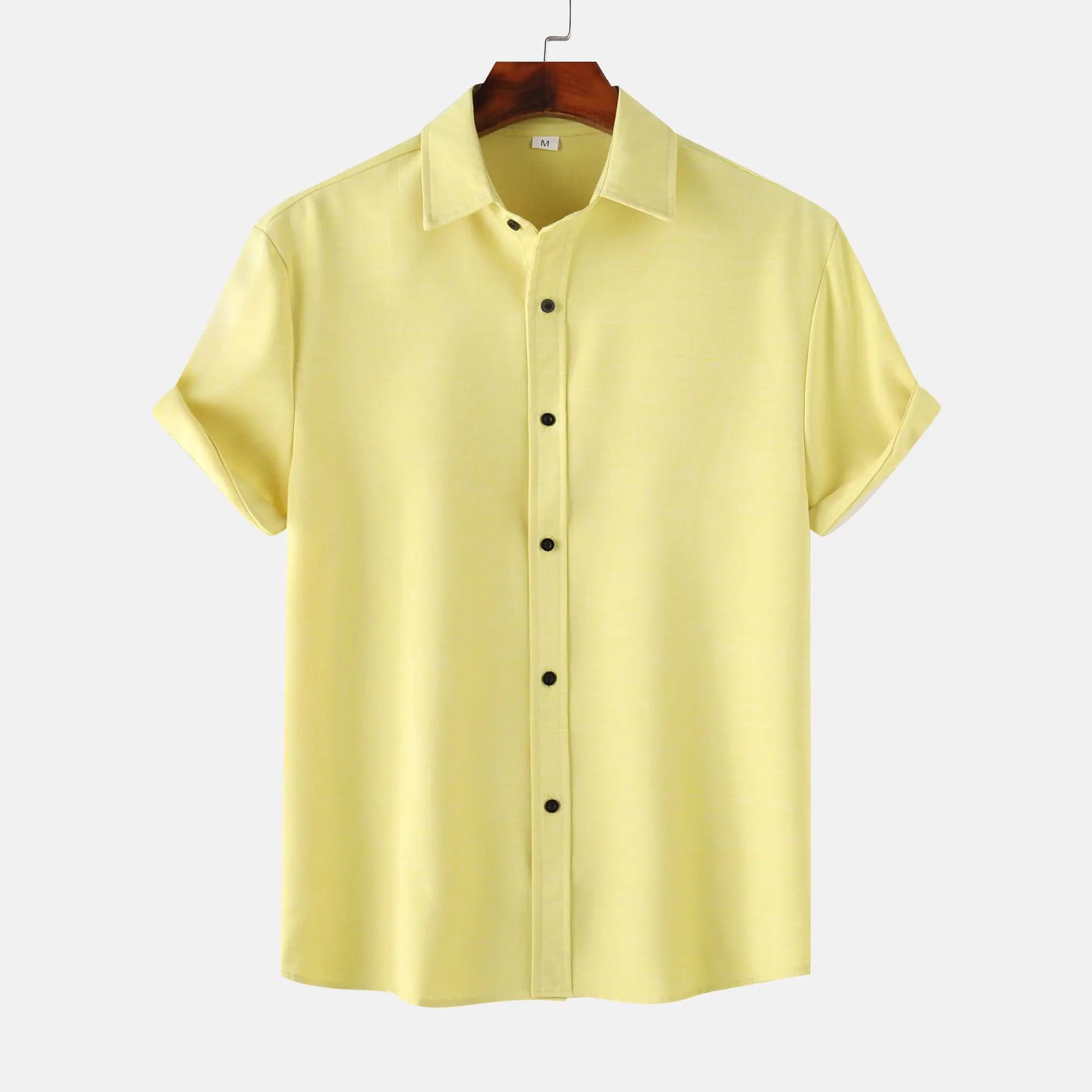 Men's Casual Slim Fit Solid Color Short Sleeve Shirt