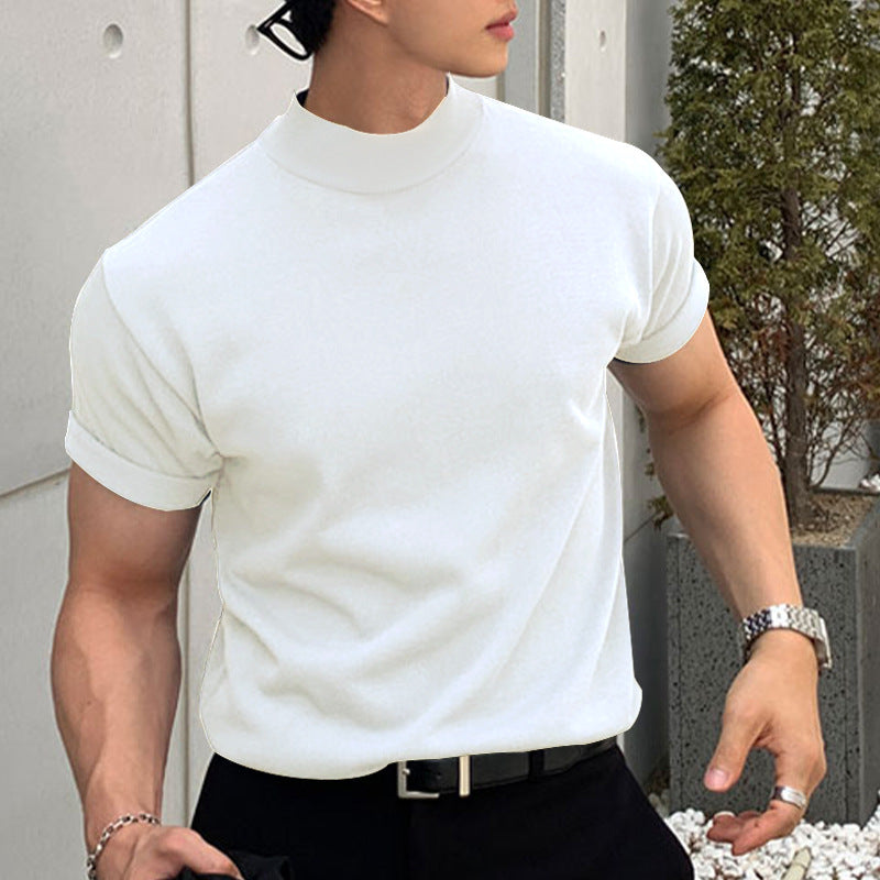 Mens High-Neck Short Sleeve T-Shirt