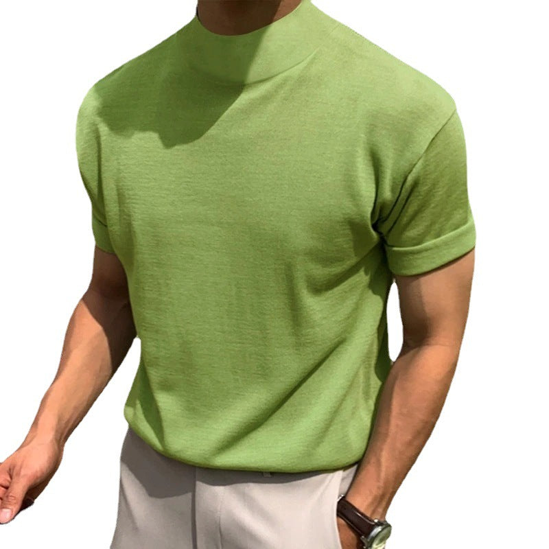 Mens High-Neck Short Sleeve T-Shirt