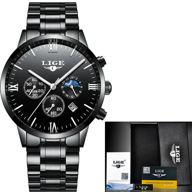 Men's Waterproof Quartz Business Sports Watch LIGE